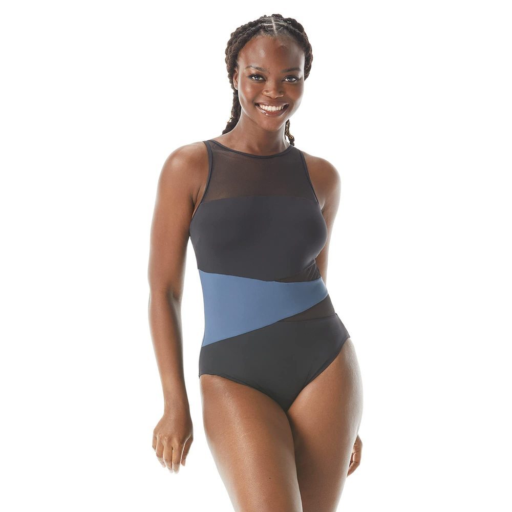 COCO REEF Keepsake Level Color-Block Mesh One-Piece Black 10 (34C)